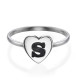 Heart Initial Ring in Sterling Silver